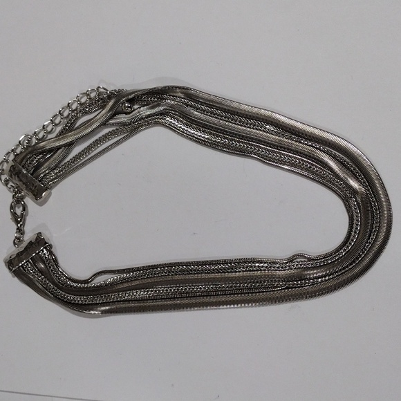 Bold Silver tone Layered Chain Statement Necklace - Women's Fashion Jewelry - Picture 5 of 9